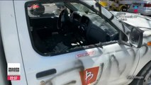 Normalistas vandalizaron e intentaron quemar camioneta durante protestas en Chilpancingo