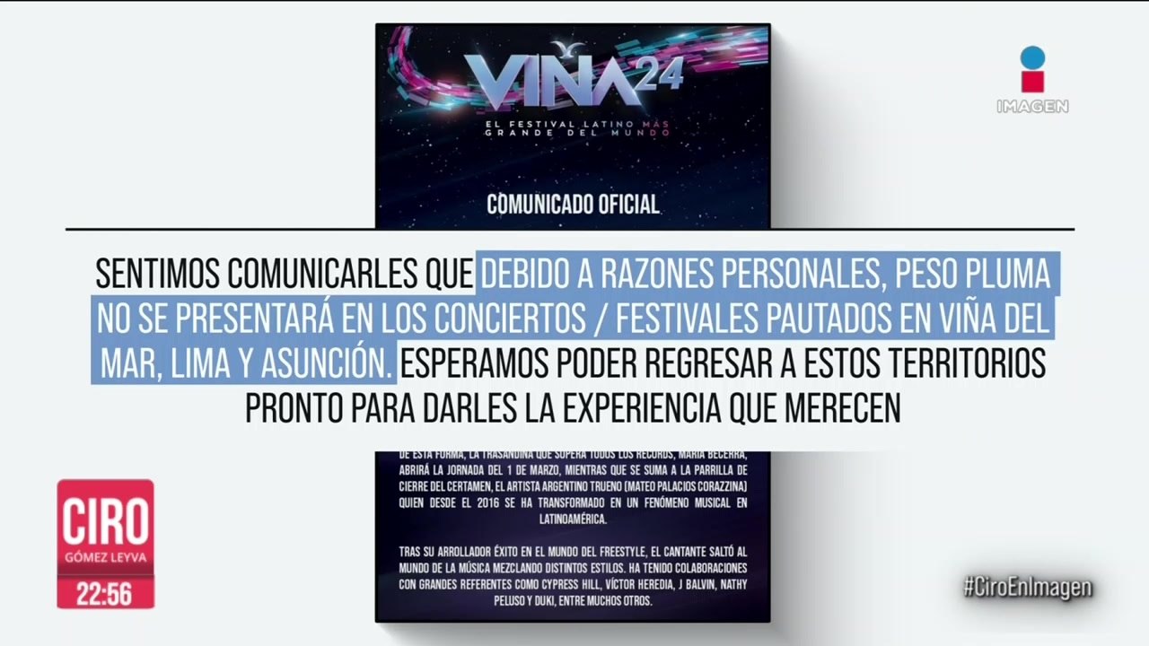 Peso Pluma cancela participación en Festival Viña del Mar