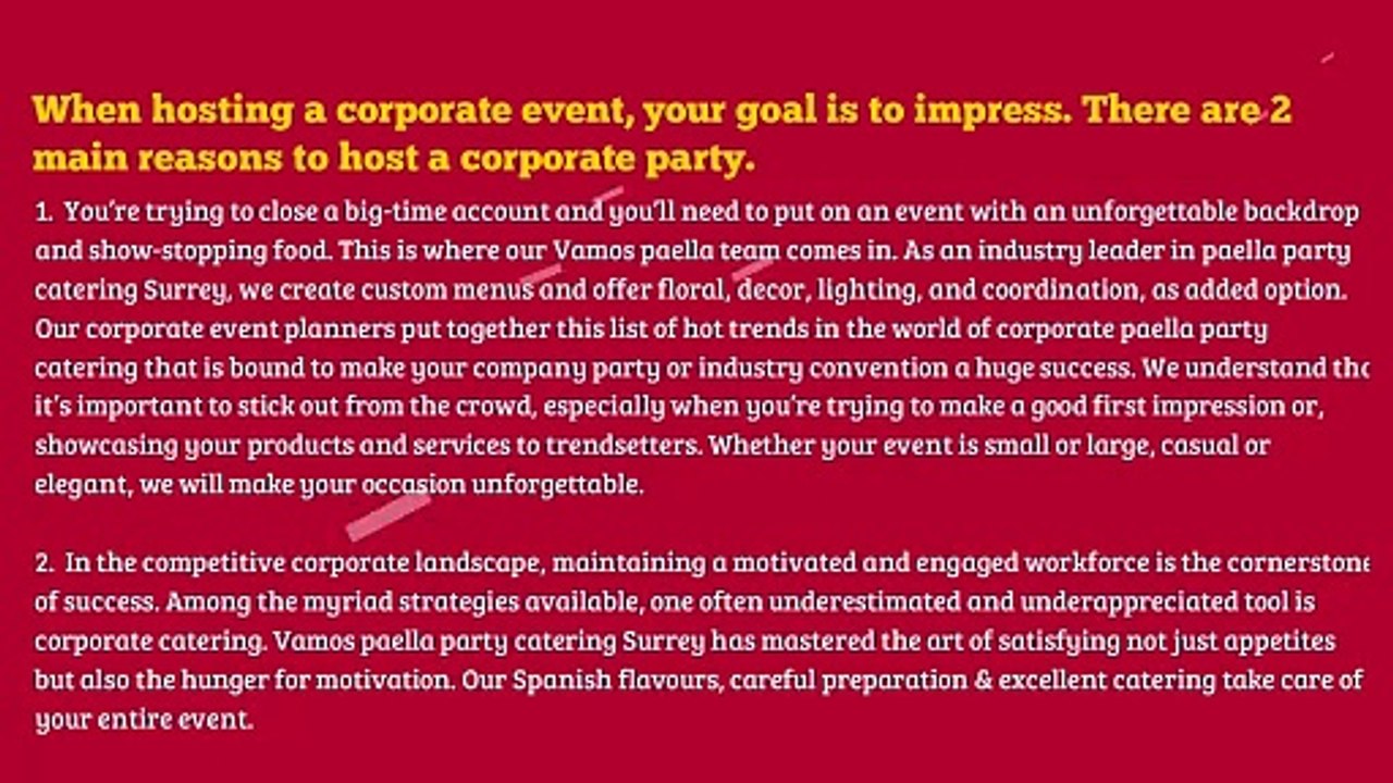 Corporate Paella Party Catering Surrey – Form Pot To Taste Buds To Success