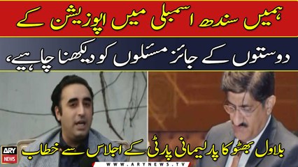 Hamein Sindh Assembly Mein Oppostion Ke Doston Ke Jaiz Masloo Ko Dekhna Chahiye, Bilawal Bhutto