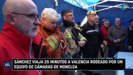 Sánchez viaja 25 minutos a Valencia rodeado por un equipo de cámaras de Moncloa