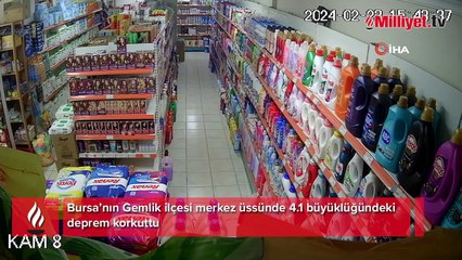Gemlik'te deprem anı kameralara yansıdı