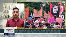 Sindicatos y organizaciones argentinas llevan a cabo un paro en rechazo a los recortes de Milei