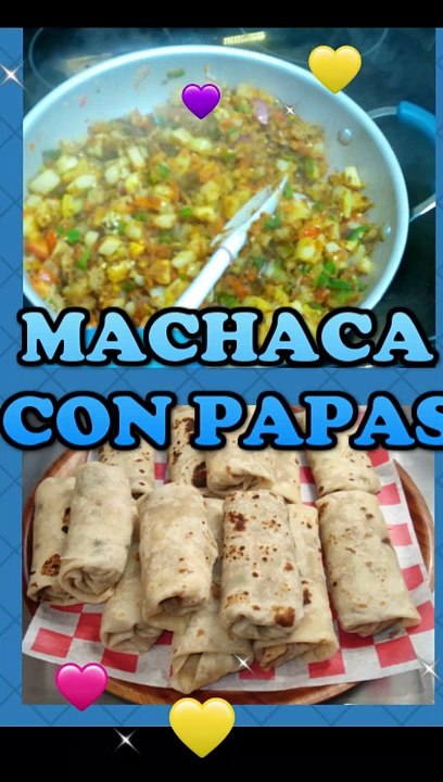 papas con machaca desayunando rico y facil