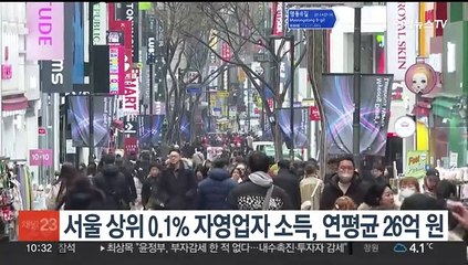 서울 상위 0.1% 자영업자 소득, 연평균 26억원