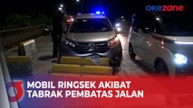 Mobil SUV Ringsek Usai Tabrak Beton Pembatas Jalan di Jakarta Barat