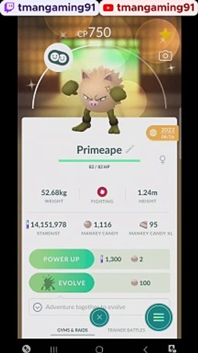 Pokémon GO-Evolving Shiny Primeape