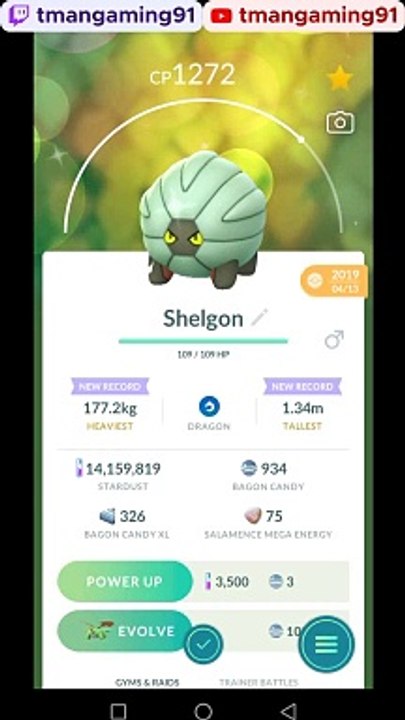 Pokémon GO-Evolving Shiny Shelgon