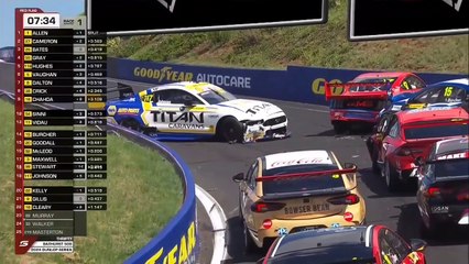 V8 Super 2 2024 Bathurst Race 1 Huge Traffic Jammed Pile Up Red Flag