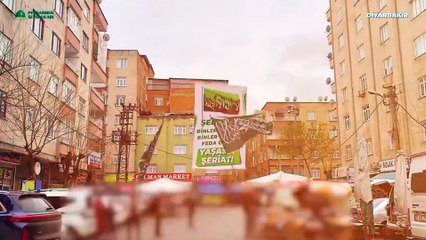 Cumhuriyet'in 100'üncü yılında Diyarbakır surlarına 'şeriat' pankartı!
