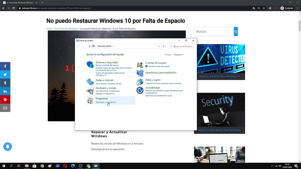  NO PUEDO RESTAURAR WINDOWS 10 por FALTA de ESPACIO | SOLUCIÓN FÁCIL y RÁPIDA