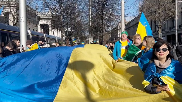 Thousands march through Dublin to mark two-year anniversary of Russian invasion of Ukraine