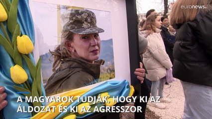 Az Ukrajna elleni orosz háború áldozataira emlékeztek a második évfordulón Budapesten