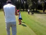 Mio padre con il capellino bianco che gioca a golf ad Argenta con degli amici