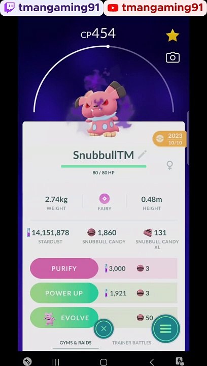 Pokémon GO-Evolving Shadow Snubbull