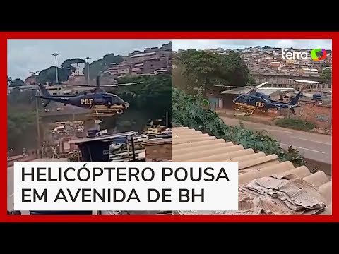 Helicóptero da PRF faz pouso forçado em avenida de BH