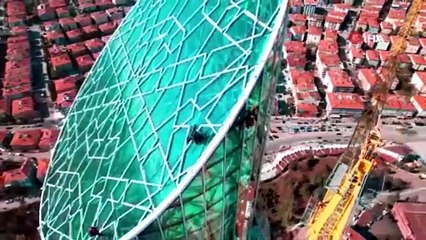 Ankara’nın 'örümcek adamları' havadan görüntülendi... 197 metrede adrenalin dolu çalışma nefesleri kesti