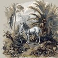 An illustration of a small prehistoric wild forest horse,Midjourney prompts