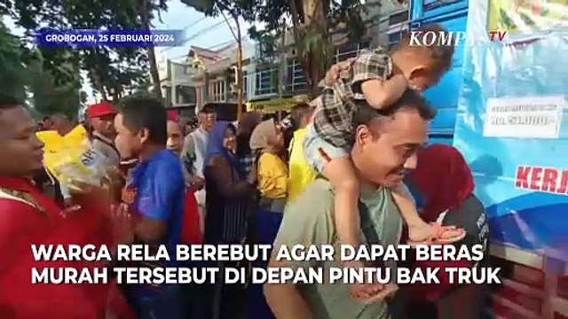 Momen Warga Rela Antre Berdesakan Demi Beli Beras Murah: Kita Rakyat Kecil!