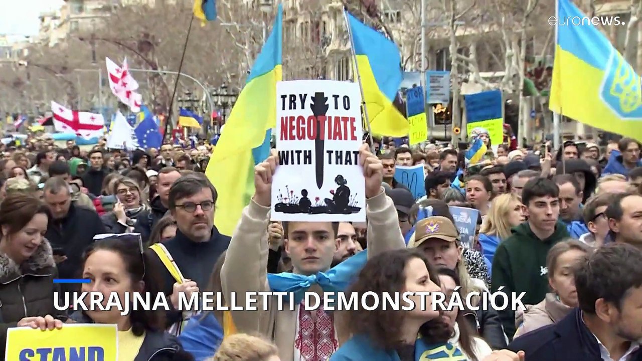 Demonstrációkat tartottak több európai országban Ukrajna mellett