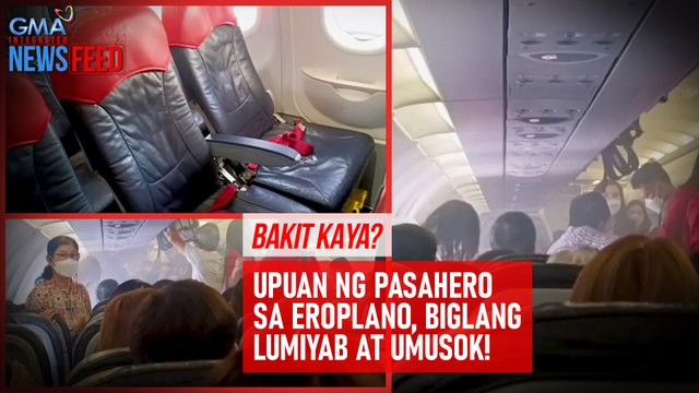 Upuan ng pasahero sa eroplano, biglang lumiyab at umusok! | GMA Integrated Newsfeed