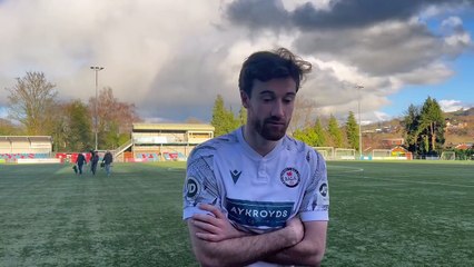 Bala's George Newell reacts to his six-minute hat-trick