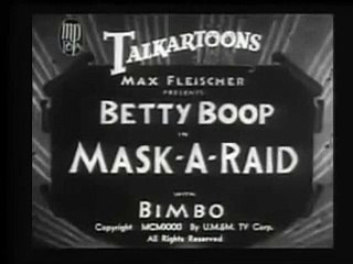 Betty Boop (1931) Mask-a-Raid, animated cartoon character designed by Grim Natwick at the request of Max Fleischer.