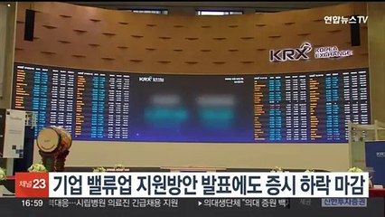 기업 밸류업 지원방안 발표에도 증시 하락 마감