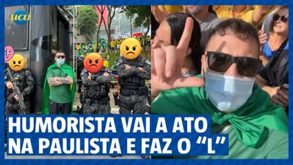 Humorista opositor a Bolsonaro vai a ato na Paulista e faz o ‘L’