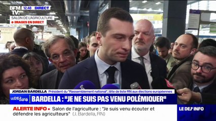 "L'accueil que nous recevons au Salon de l'agriculture est bienveillant et chaleureux" affirme Jordan Bardella