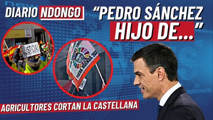Agricultores cortan la Castellana frente al Ministerio de Sanidad: “¡Pedro Sánchez, hijo de…”