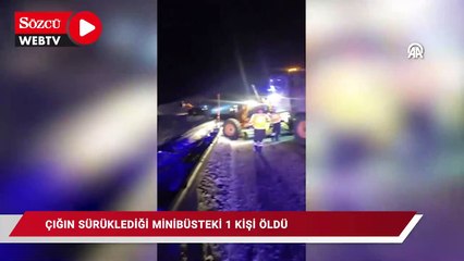 Kara yolunda çığın sürüklediği minibüsteki 1 kişi öldü