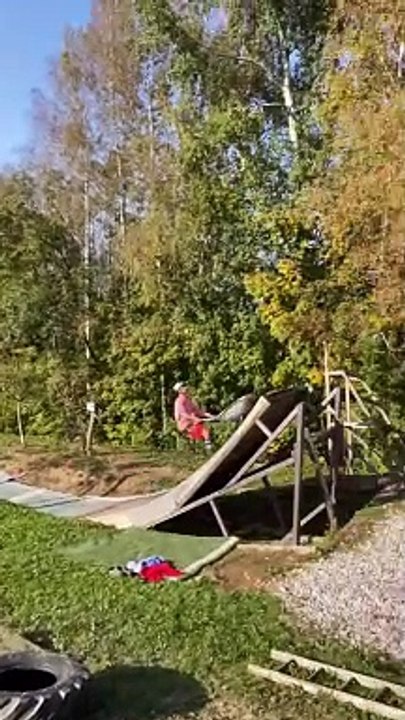 Double roller backflip with a wheelbarrow