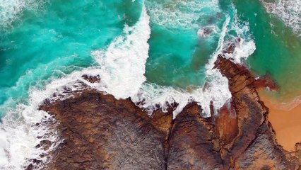 Drone view of beach shore