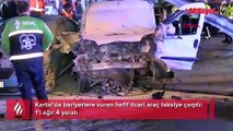 Kartal'da bariyerlere vuran hafif ticari araç taksiye çarptı!