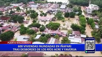 Puerto Maldonado: 600 viviendas inundadas en Iñapari tras desbordes de los ríos Acre y Yaverija