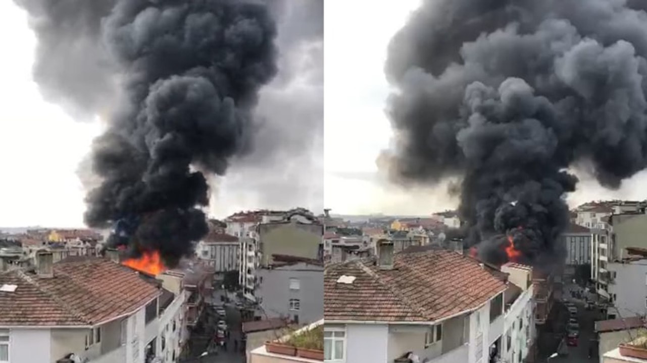 Gaziosmanpaşa'da binanın çatısı alev alev yanıyor
