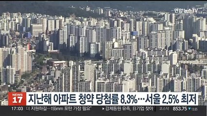 지난해 아파트 청약 당첨률 8.3%…서울 2.5% 최저