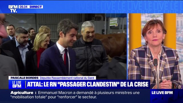 Entendre dire que le RN est le passager clandestin, c'est ne rien comprendre à la colère des agriculteurs : Pascale Bordes, députée RN, réagit aux propos de Gabriel Attal