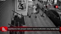 Zeytinburnu'nda yürüyen kadının üzerine balkondan araç lastiği düştü