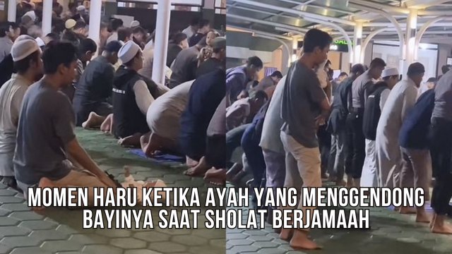Viral, Seorang Ayah Menggendong Bayi Saat Sedang Sholat Berjamaah. Warganet : Sederhana Tapi Nggak Semua Laki-laki Bisa