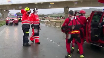 Bomberos rescatan en zodiac a un caballo atrapado en una finca inundada de Jundiz