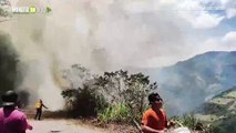 Comunidad intenta apagar incendio forestal en Caparrapí Cundinamarca