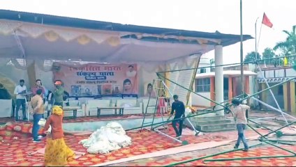 sidhi: Pandal blown away by strong storm, guests and people narrowly escaped