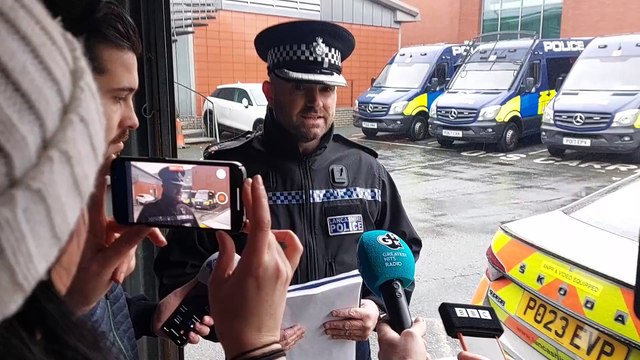 Police conference discussing details of the shooting in Preston