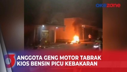 Terlibat Kejar-Kejaran, Anggota Geng Motor Tabrak Kios Bensin Picu Kebakaran