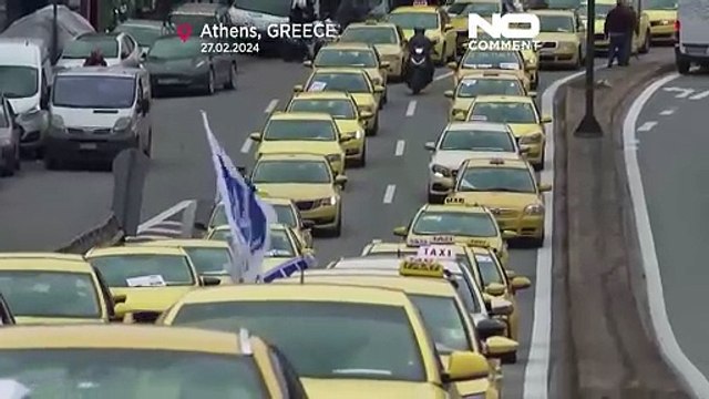 Taxistas romenos e gregos em protesto