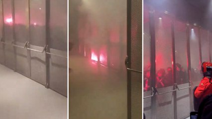  MAXIMUM TENSION Fans of #AthleticBilbao have attempted to break into San Mamés to attack Atlético de Madrid supporters.