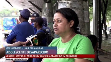 Jadson Santos, 14 anos, sumiu quando ia para a escola em Arcoverde