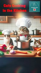 Cats cooking in the kitchen